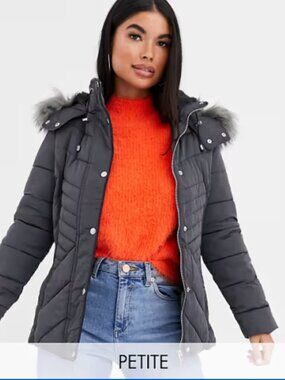 New Look Petite Grey Coat Sz. 4 (S)